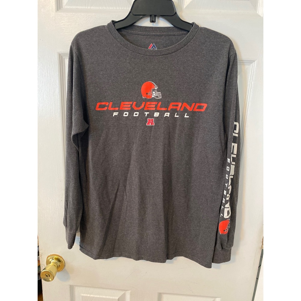 Majestic Cleveland Football Long Sleeve Shirt Mens Large Gray NFL Team Graphic